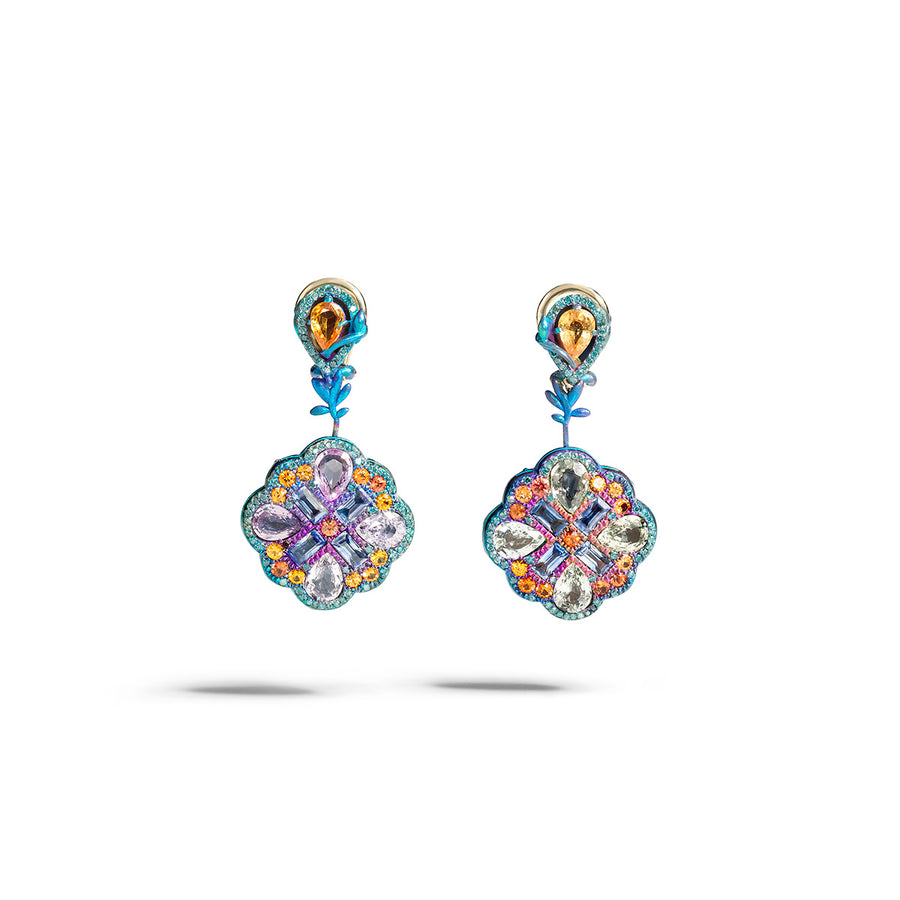 Jardin Secret Earrings "The Bunny Chases the Butterfly"