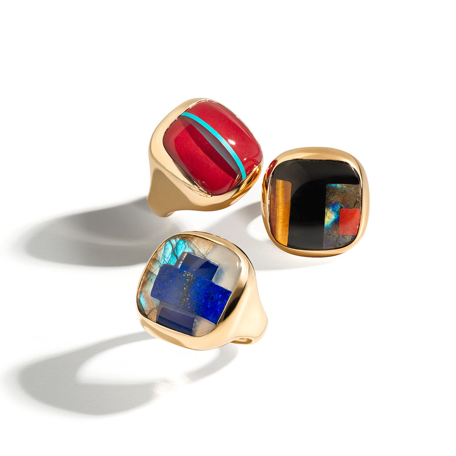 Ring Tribute to G.Lombardini "Blue Square Precious Stones"