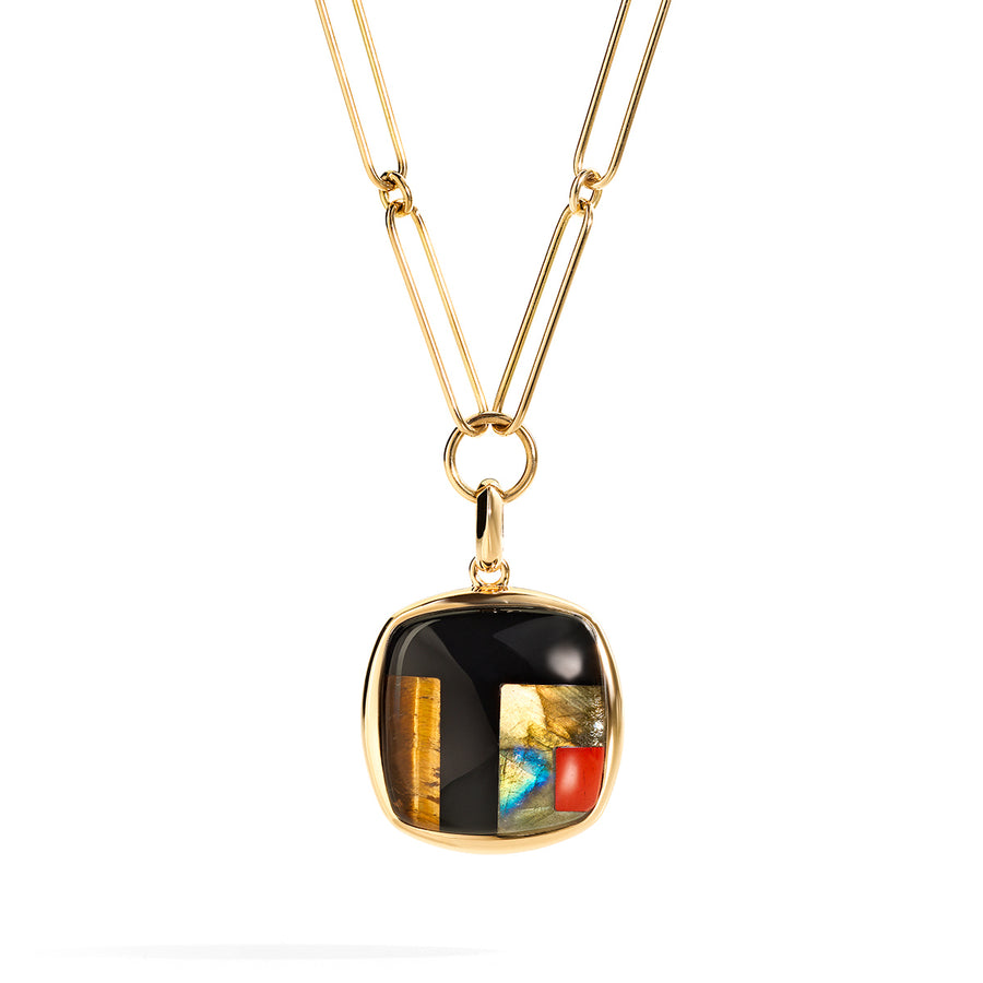 Tribute Pendant to G.Lombardini "Precious Stones Square Maxi Black"