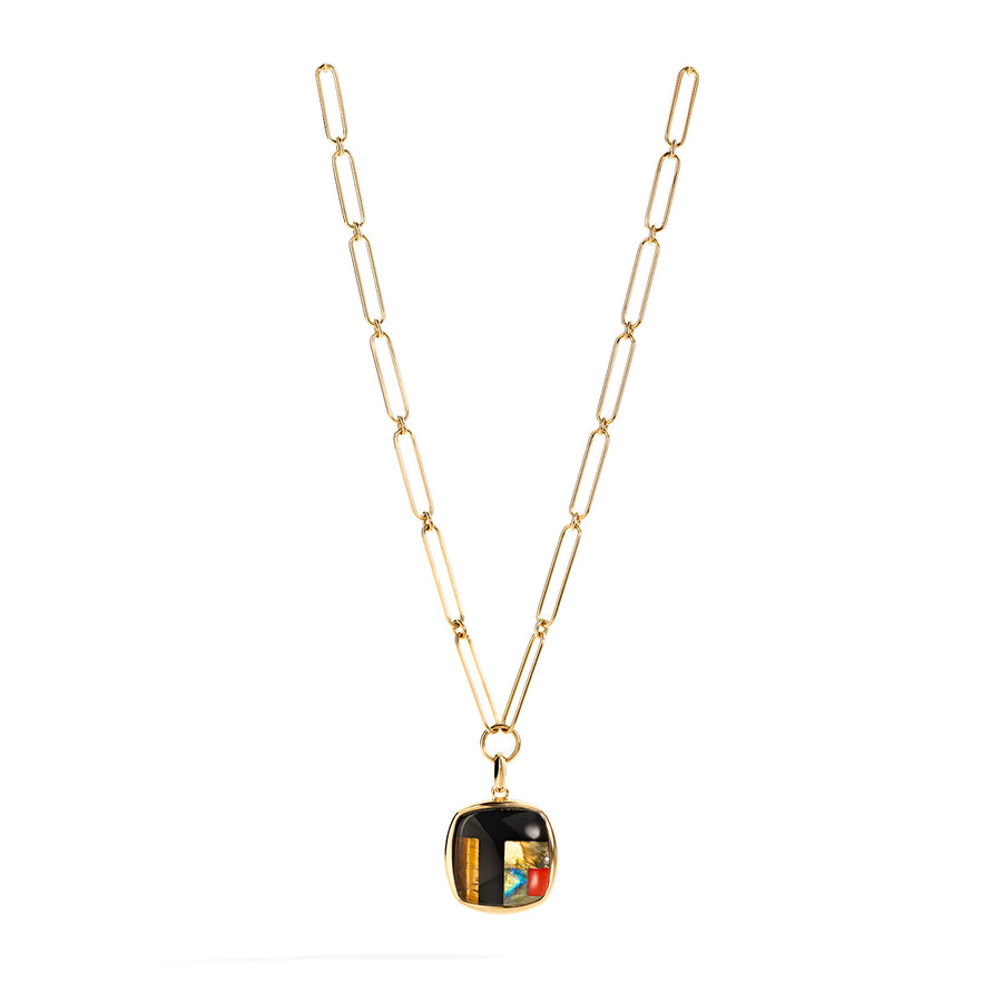 Tribute Pendant to G.Lombardini "Precious Stones Square Maxi Black"