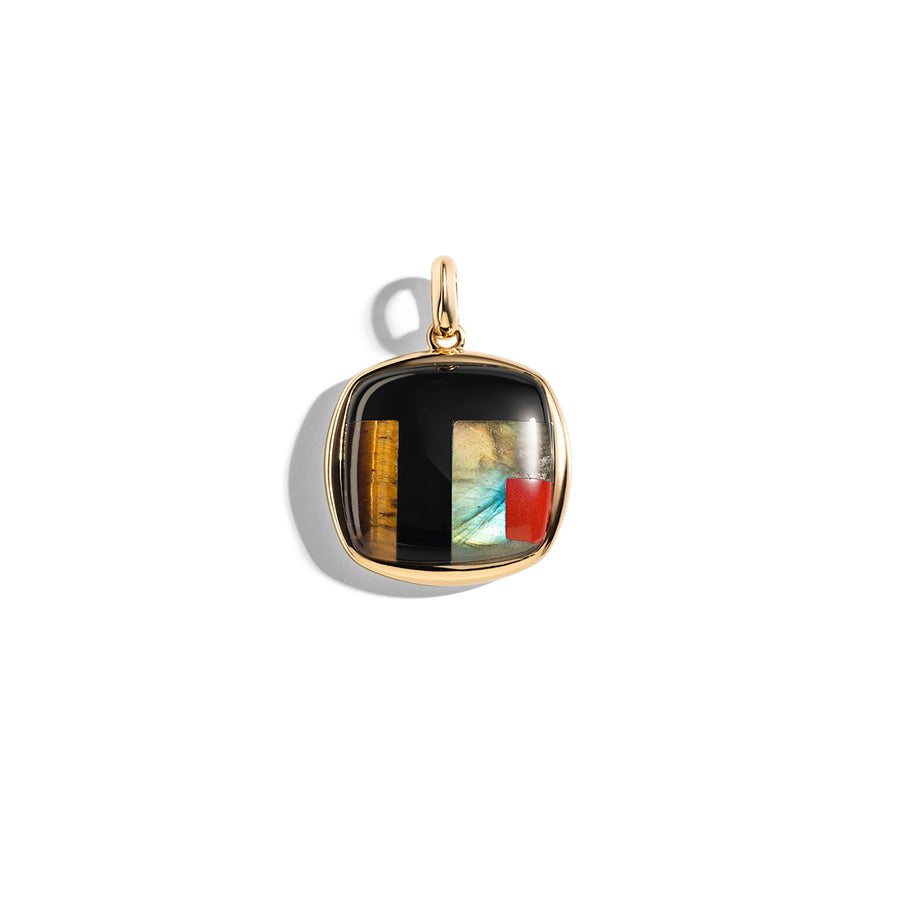 Tribute Pendant to G.Lombardini "Precious Stones Square Maxi Black"