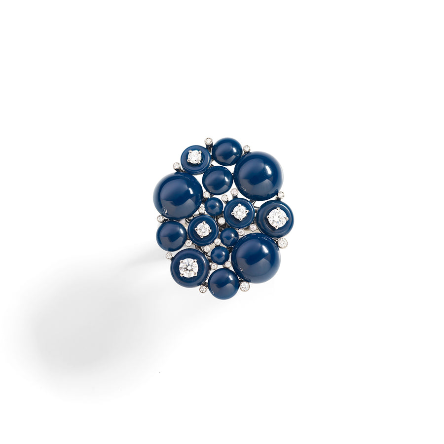 Anello Grande Diamanti e Cabochon "Blue Rock"