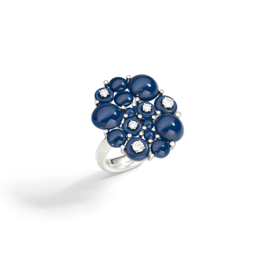 Anello Grande Diamanti e Cabochon "Blue Rock"