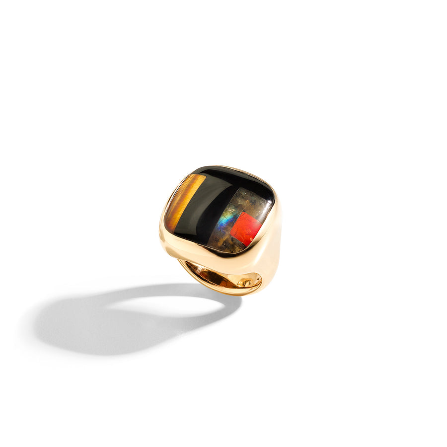 Ring Tribute to G.Lombardini "Black Square Precious Stones"