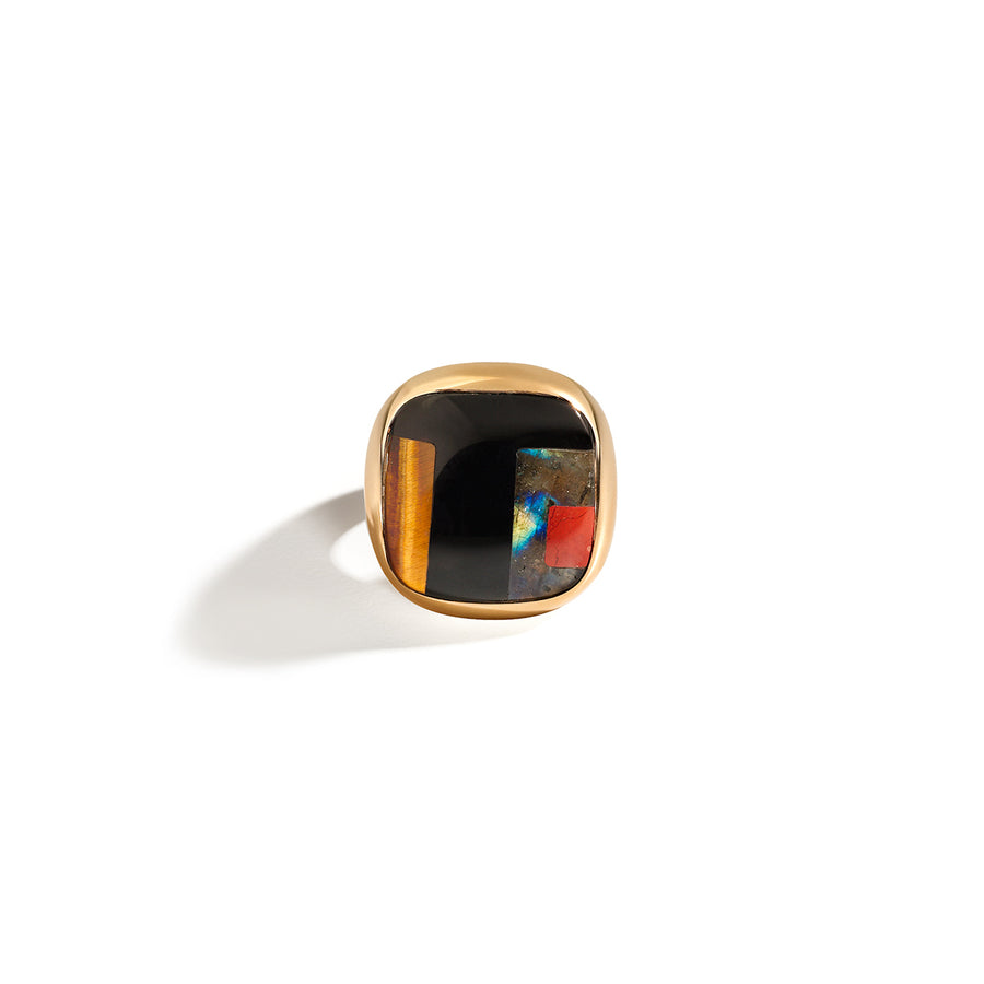 Ring Tribute to G.Lombardini "Black Square Precious Stones"