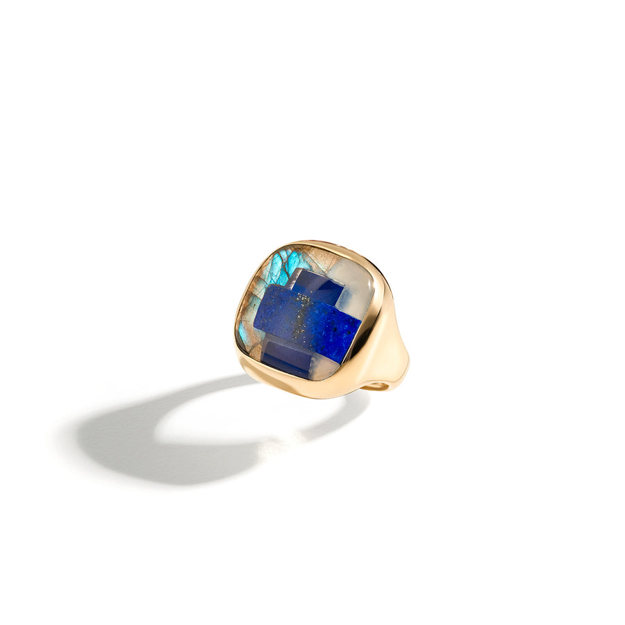 Anello Omaggio a G.Lombardini "Pietre Preziose Quadrato Blu"